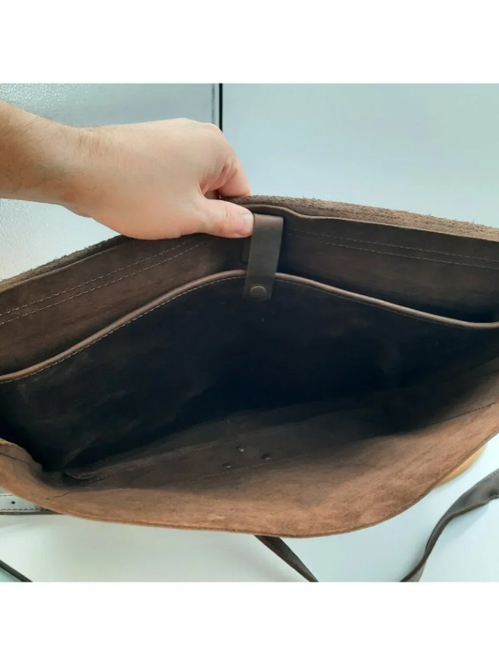 Handmade Leather Goods Brown Full Grain Messenger Bag Shoulder Strap USA 'JMM'